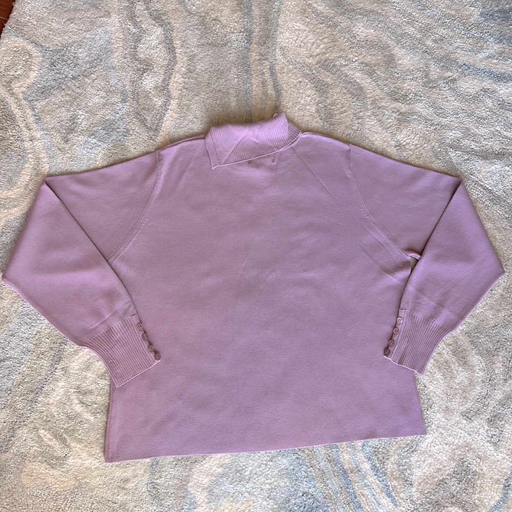 Lilac Buttoned Turtleneck Sweater - Picture 7 of 13